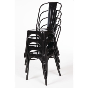 Stackable Steel Bistro Chairs - Black - Set of 4 - Bolero