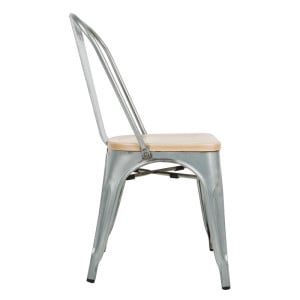 Chaises en Acier avec Assise en Bois - Lot de 4 - Bolero