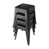 Black Steel Low Stools - Set of 4 - Bolero