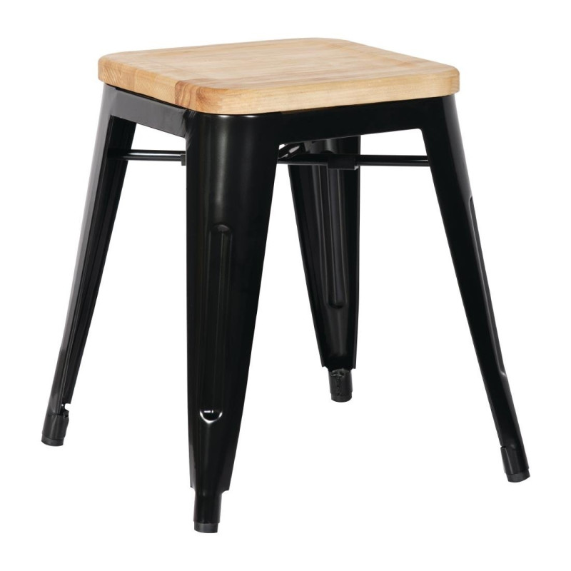 Svarta stålbistrostolar med trästol - Set om 4 - Bolero Svarta stålbistrostolar med trästol - Set om 4 - Bolero