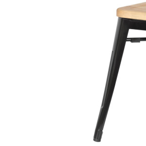 Svarta stålbistrostolar med trästol - Set om 4 - Bolero