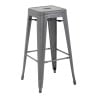 High Stools in Metallic Grey Galvanized Steel - Set of 4 - Bolero