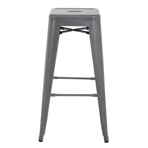 High Stools in Metallic Grey Galvanized Steel - Set of 4 - Bolero