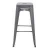 High Stools in Metallic Grey Galvanized Steel - Set of 4 - Bolero