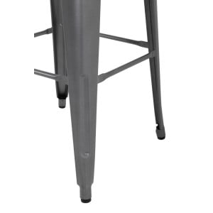 High Stools in Metallic Grey Galvanized Steel - Set of 4 - Bolero