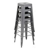 High Stools in Metallic Grey Galvanized Steel - Set of 4 - Bolero