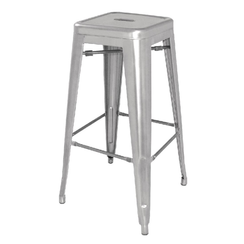 High Galvanized Steel Silver Grey Stools - Set of 4 - Bolero