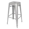 High Stools in Silver Grey Galvanized Steel - Set of 4 - Bolero