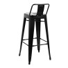 High Black Steel Stools with Backrest - Set of 4 | Bolero