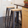 High Bistro Stool in Grey Steel with Wooden Seat - Set of 4 - Bolero