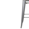 High Stools with Backrest and Wooden Seat - Metallic Gray - Set of 4 - Bolero
