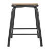 Low Stools with Wooden Seat - Metal Grey - Set of 4 - Bolero