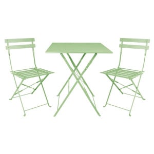 Table carrée pliante Bolero vert clair 600 mm en acier