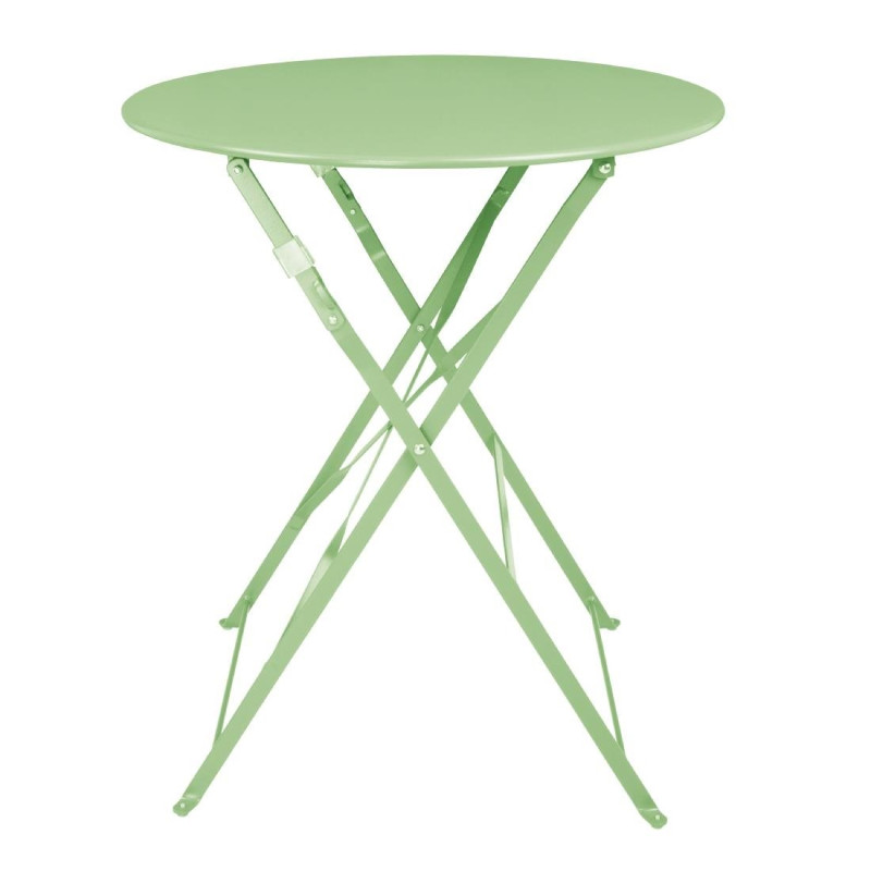 Table Carrée Pliante Acier Vert Clair 595 mm Bolero - Pratique et Robuste