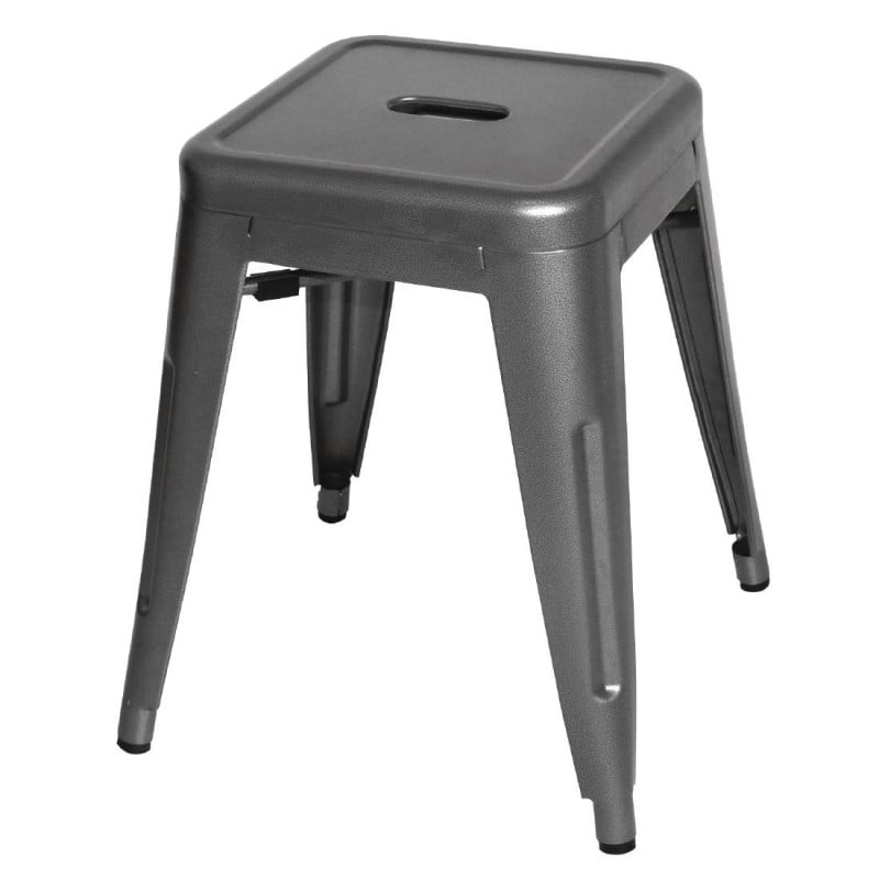 Low Stools in Grey Metal Steel - Set of 4 Bolero Bistro Low Stools in Grey Metal Steel - Set of 4 Bolero Bistro