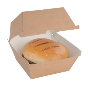 Compostable Small Hamburger Boxes 112mm - Pack of 150 Kraft Fiesta