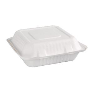 Boîtes à charnière compostables en Bagasse 236mm - Lot de 200