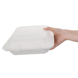 Boîtes à charnière compostables en Bagasse 236mm - Lot de 200