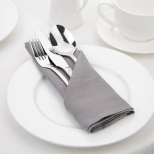 Grey linen table napkins 400 x 400 mm - Set of 12 - Olympia