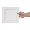 Compostable square plates made of bagasse 204mm - Pack of 50, eco-friendly and recyclable.