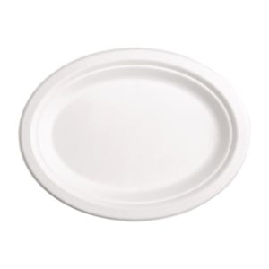 Assiettes Ovales Compostables en Bagasse 316mm - Lot de 50, Livraison Rapide, Haute Qualité