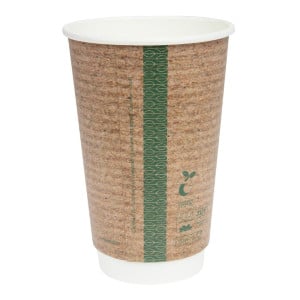 Gobelets Boissons chaudes Double Paroi Compostables 455 ml - Lot de 500 par Vegware