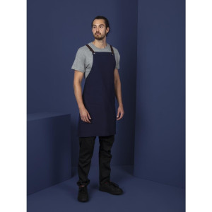 Navy blue cotton bib apron for kitchen professionals - Quality and style guaranteed