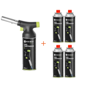 Pack Chalumeau de Cuisine Set Poltin ja Pumppu ja 4 Kaasupatruunaa - HENDI