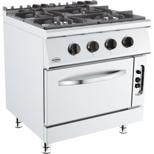 Professionell ugn 700 med gasugn - 4 brännare - CombiSteel