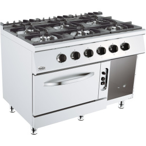 Ammattimainen liesi 700 kaasuliedellä - 6 poltinta - CombiSteel