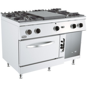 Ammattimainen liesi 700 - 4 poltinta ja kaasuuuni - CombiSteel