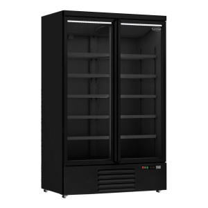 Vitrine Kylskåp Positiv 2 Dörrar Svart - 1000L | CombiSteel