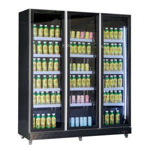 Vitrine Jääkaappi Juomille 3 Lasista Ovea Musta 1173 L - CombiSteel