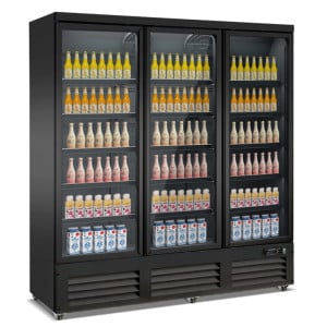Dryckesvitrin Svart 1600 L - 3 Glasdörrar CombiSteel