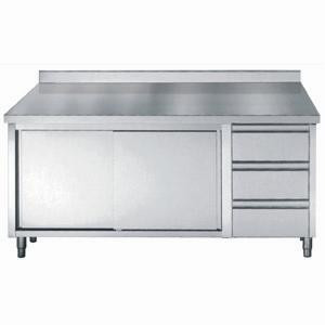 Ruostumattomasta teräksestä valmistettu alakaappi selkänojalla GN 1/1 - 2 ovea ja 3 laatikkoa - L 1800 x S 700 mm - CombiSteel