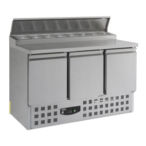 Saladette Kylskåp med 3 Dörrar - 8 GN 1/6 Behållare - 392 L - CombiSteel