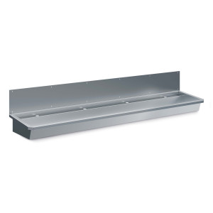 Ruostumaton teräsallas roiskesuojalla ja tyhjennystulpalla - L 2400 x S 468 mm - CombiSteel