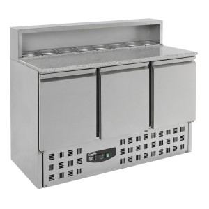 Kylmöbel för Pizza med 3 Dörrar - 8 GN 1/6 Behållare - CombiSteel