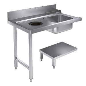 Lastauspöytä vasemmalla olevalla jäteaukolla - L 1200 x S 750 mm - CombiSteel