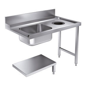 Lastauspöytä, jossa jäteaukko oikealla - L 1200 x S 750 mm - CombiSteel