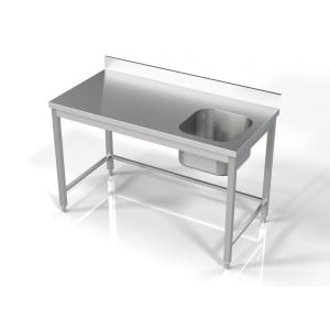 Plonge 1 Bac till Höger med Ryggstöd - L 1400 x D 700 mm - CombiSteel