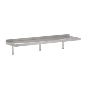 Väggmonterad hylla i rostfritt stål med stöd - L 2000 x D 400 mm - CombiSteel