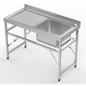 Plonge Pliante 1 Allas ja Valutusalue Vasemmalla Selkänojalla - L 1200 x S 600 mm - CombiSteel