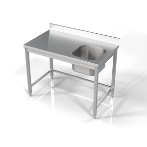 Plonge 1 Bac till Höger med Ryggstöd - L 1200 x D 700 mm - CombiSteel
