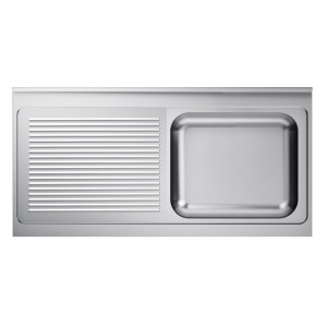 Diskbänk 1 ho och avrinningsyta till vänster med stänkskydd - L 1400 x D 700 mm - CombiSteel