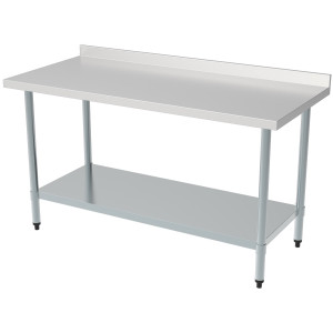 Inox-pöytä irrotettavalla reunahyllyllä ja roiskesuojalla - L 700 x S 700 mm - CombiSteel
