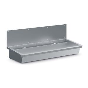 Rostfri diskbänk med avloppspropp och stänkskydd - L 1200 x D 468 mm - CombiSteel