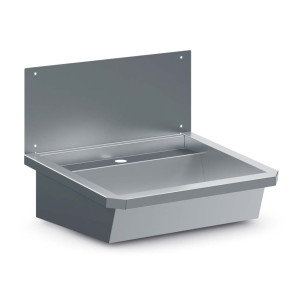 Rostfri diskbänk med avloppspropp och stänkskydd - L 600 x D 468 mm - CombiSteel