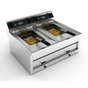 Elektrisk fritös för bänkplacering - 2 x 12 L - CombiSteel