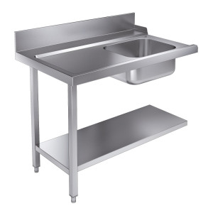 Laddningsbord med Hylla och Bakkant - Vänster - L 1200 x D 750 mm - CombiSteel